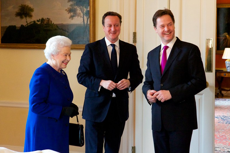 The Queen with Prime Minister David Cameron and Deputy Prime Minister Nick Clegg in December, 2012.