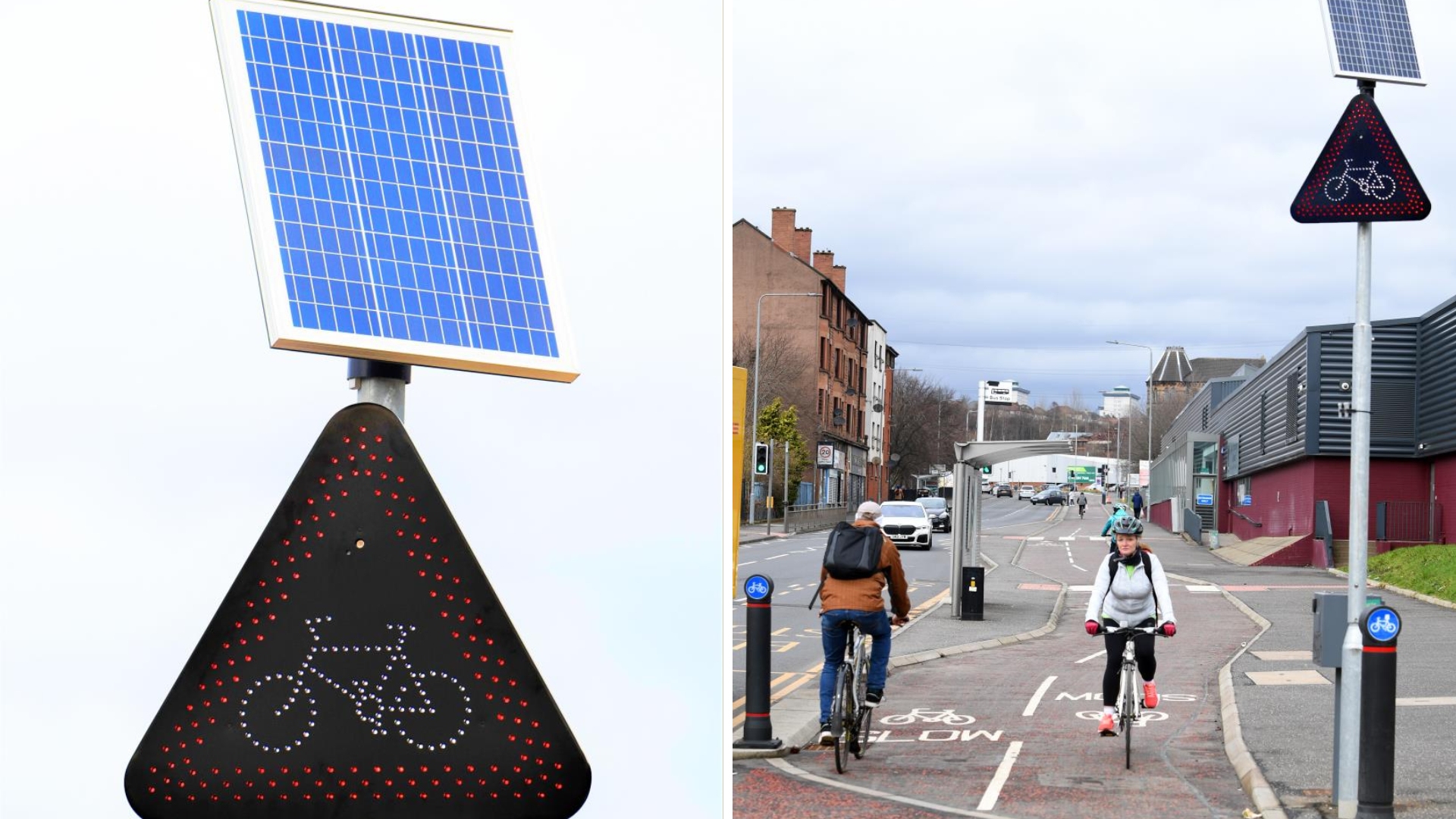Glasgow first in the UK to install cycleactivated LED safety signage