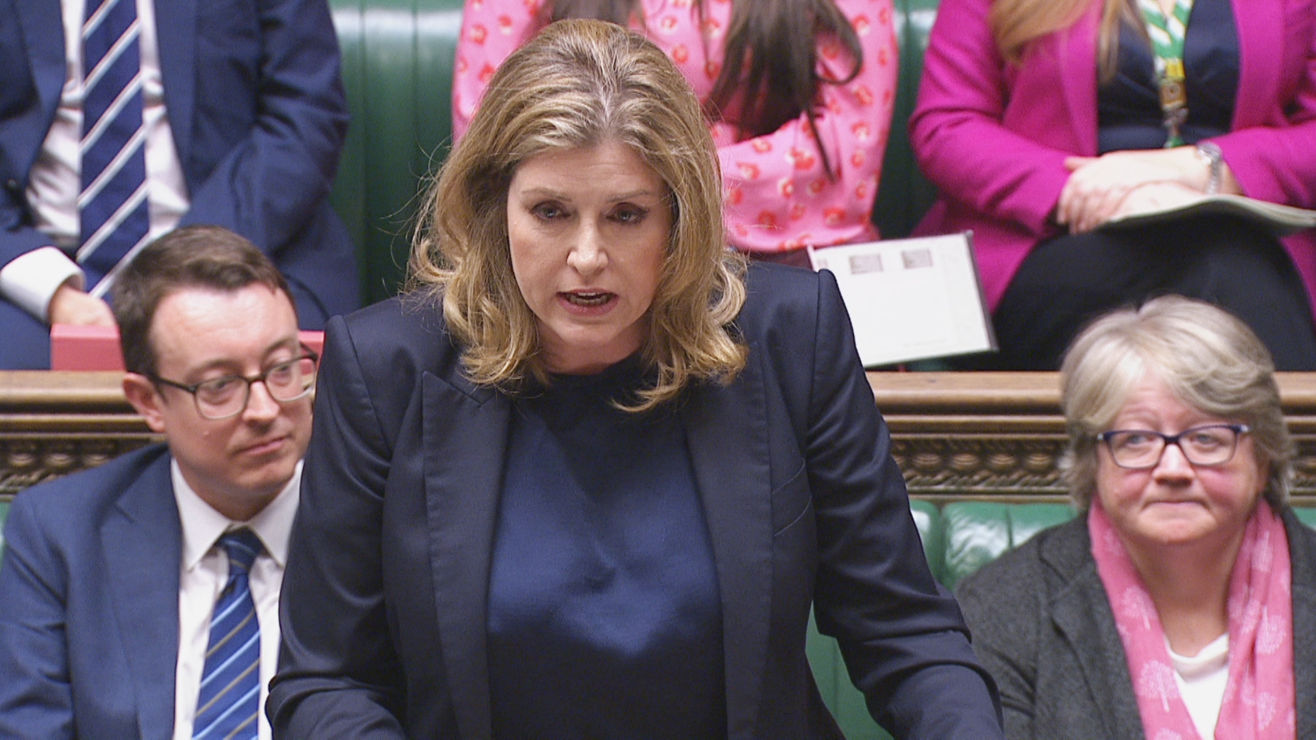 Shouts of 'where is she?' and 'weak' could be heard after Penny Mordaunt deputised for the PM.