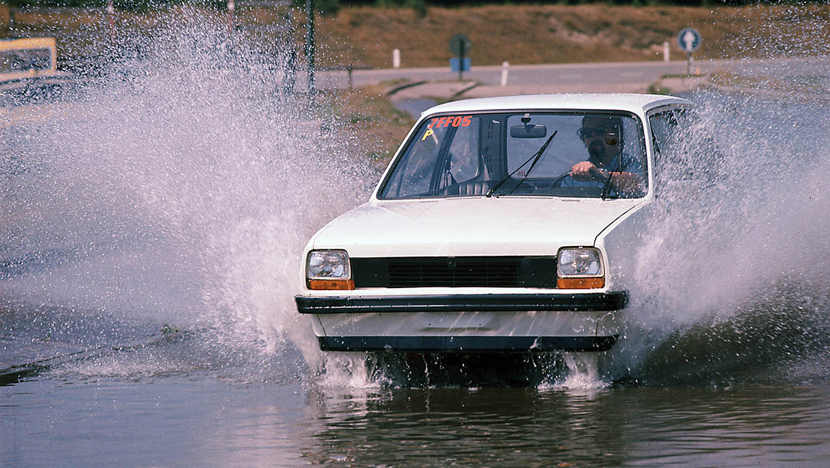 1975 Ford Fiesta on the test track.