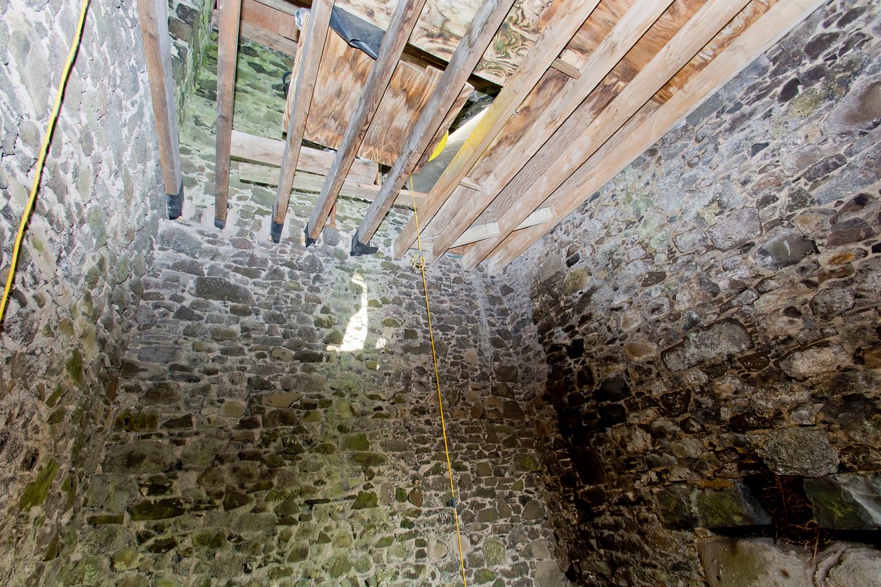 New joists have been put in as part of repair works on Binnhill Tower.