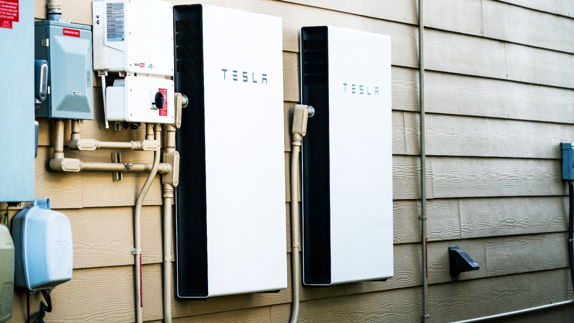 Four Tesla Powerwall batteries have been installed in the hall.