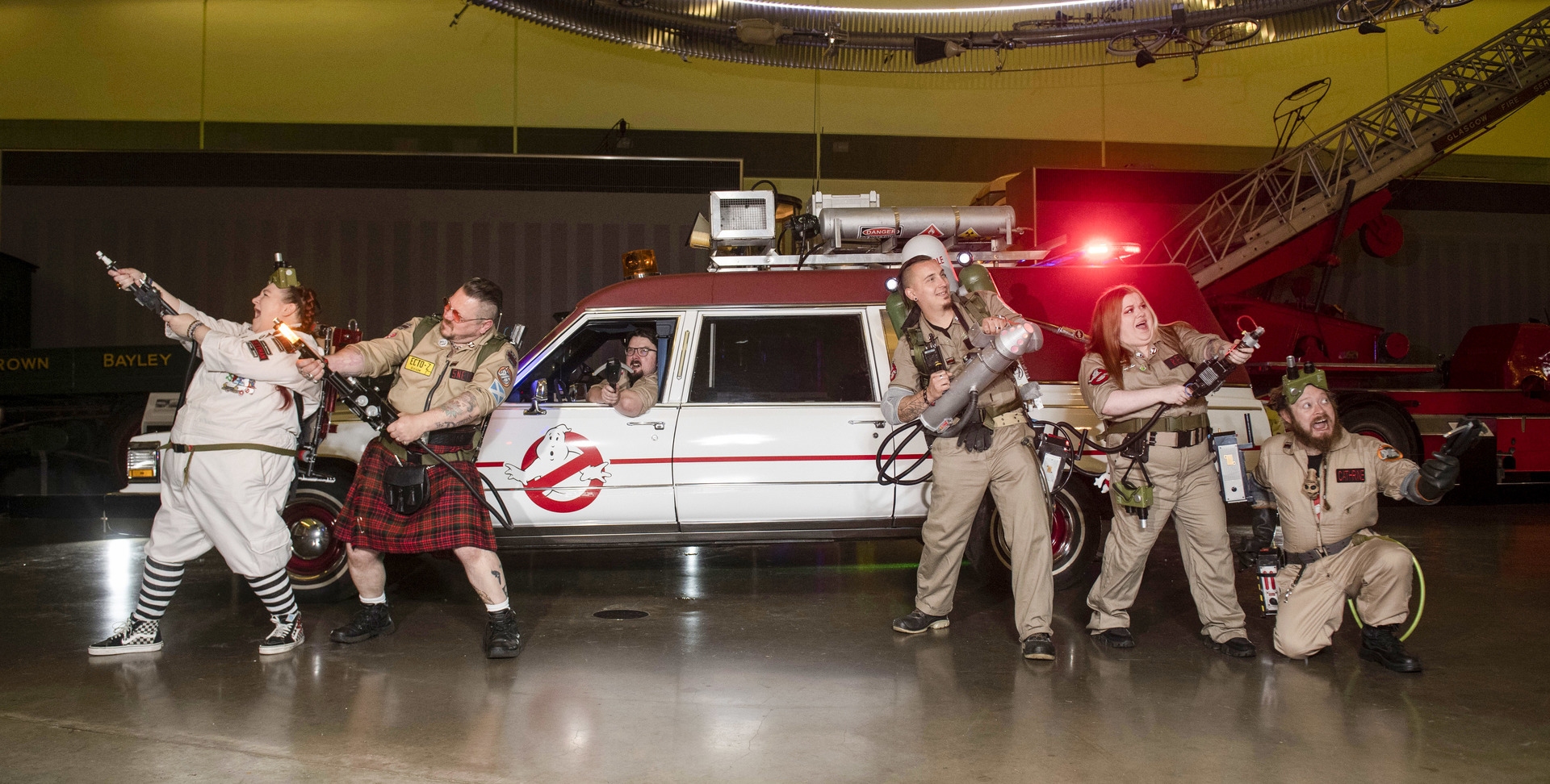 Members of the Glasgow Ghostbusters group were given a chance to sit in the car. 