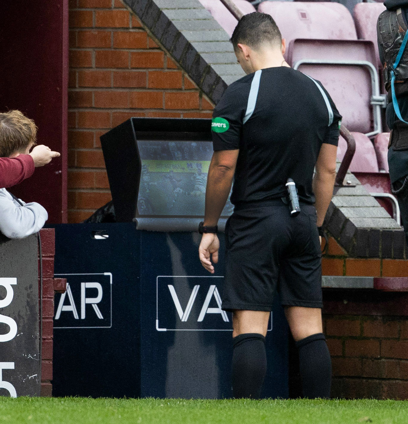 VAR: Referee consulted monitor before awarding penalty to Hearts.