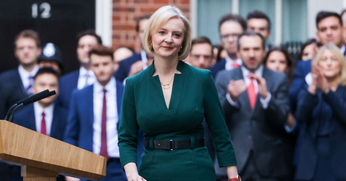 Truss travelled to Buckingham Palace after making her speech.