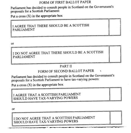 Scots were asked two questions in the referendum. 