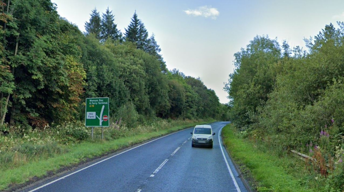 Two rushed to hospital after serious crash on A78 near Inverkip as police shut road overnight