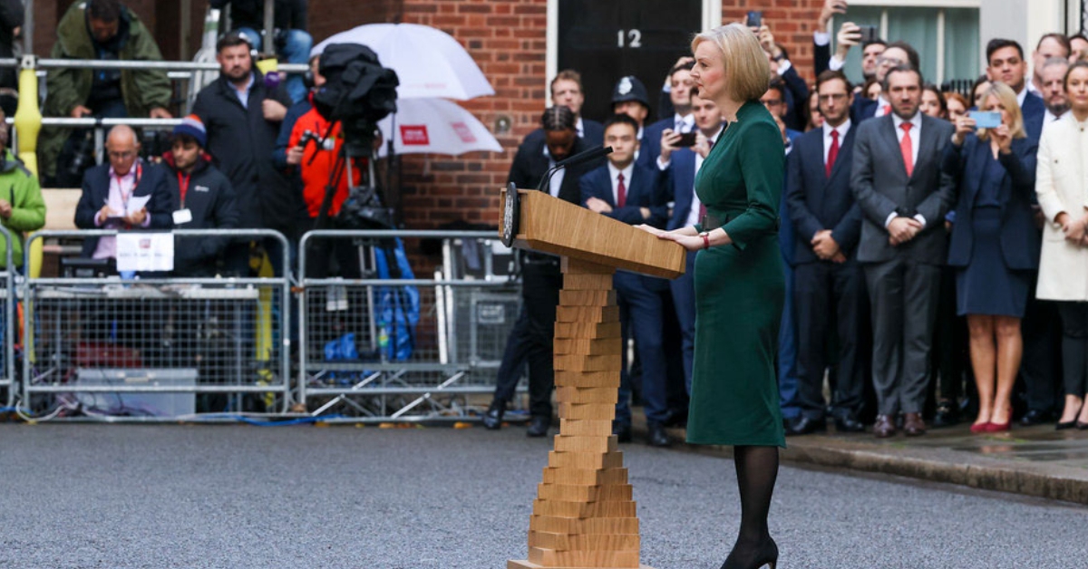 Truss' final speech as prime minister lasted for around three minutes.