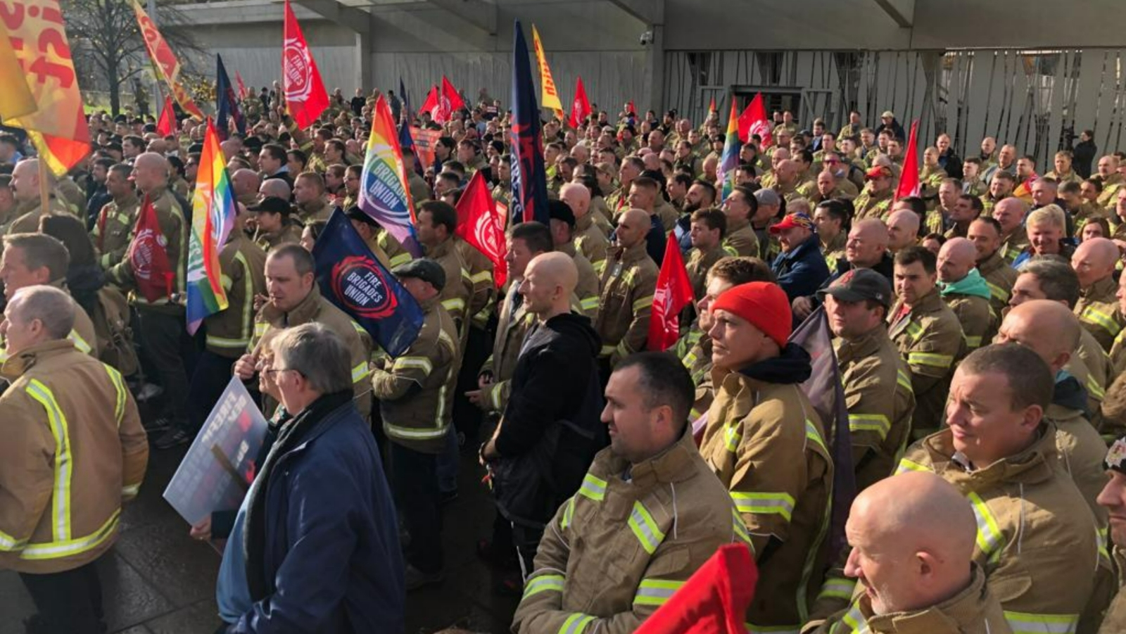 Around 500 firefighters and control room staff took part in the demonstration (STV News)