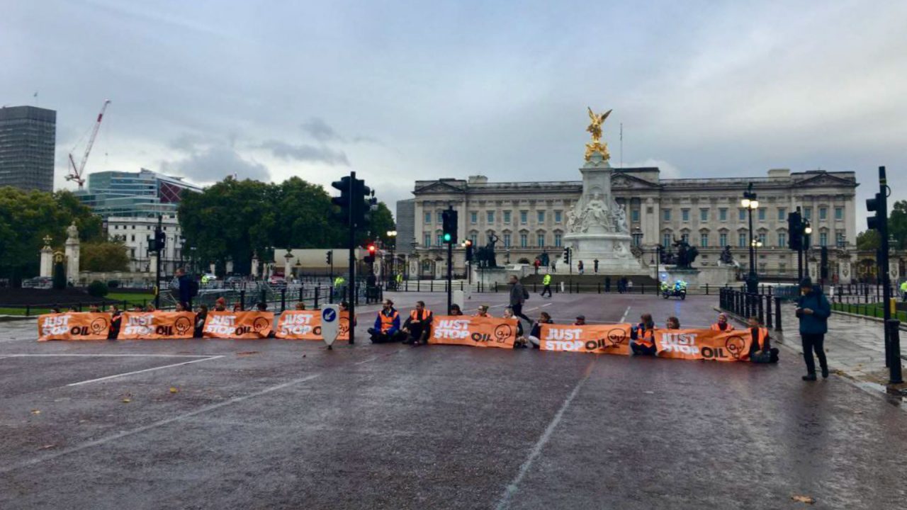 Just Stop Oil protesters arrested after blocking The Mall outside Buckingham Palace in London