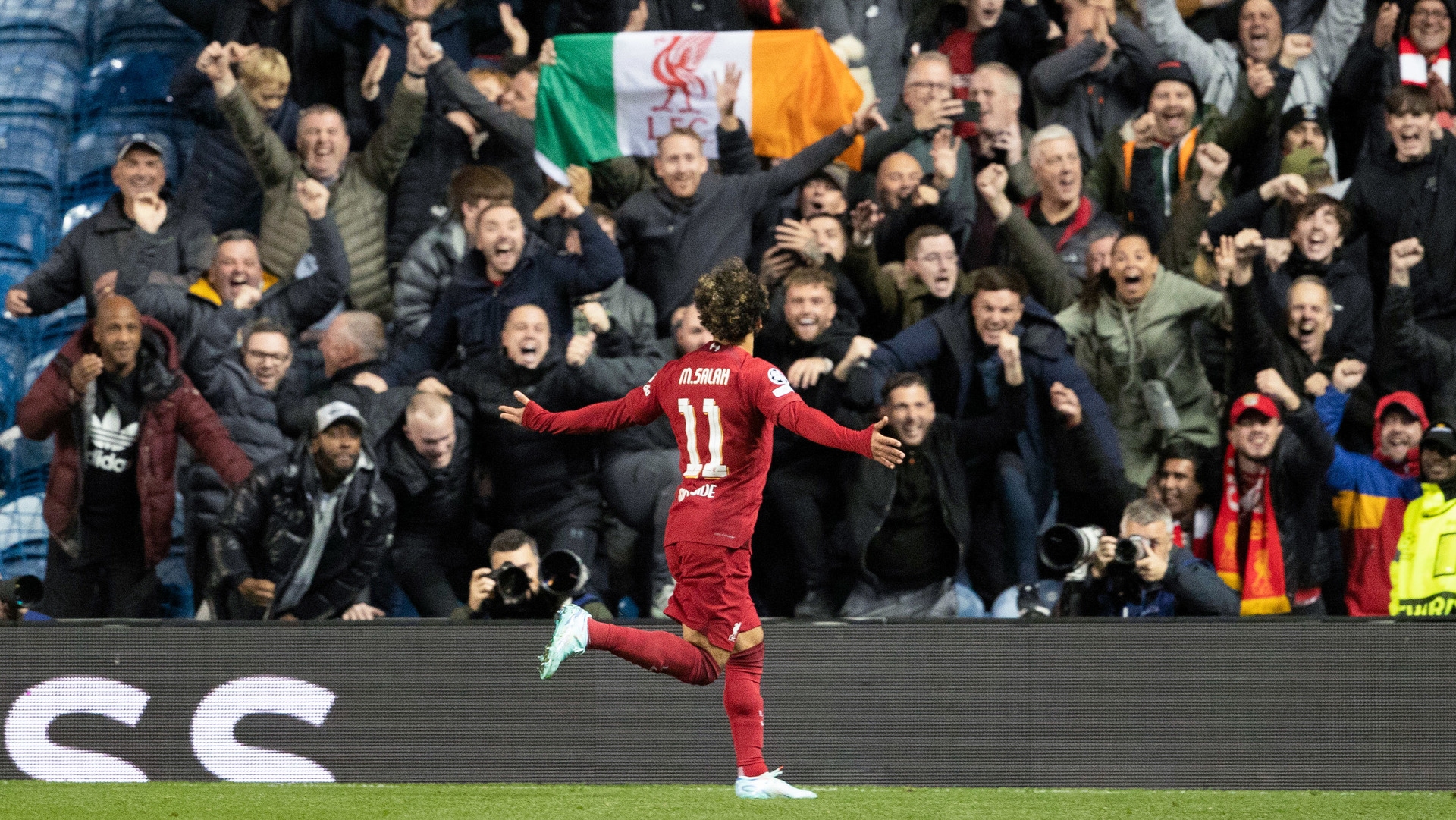 Egyptian star Mohamed Salah scored a six-minute hat-trick at Ibrox. 