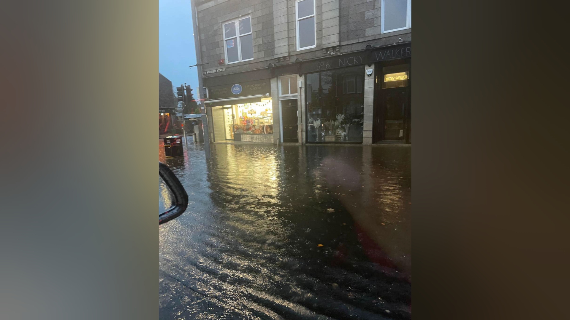 Flooding on St Swithin Street at the junction with Union Grove. (Fubar News)