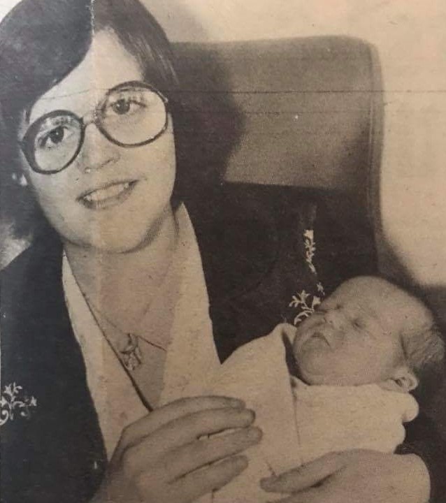Christine Mann with daughter Siobhan as a baby