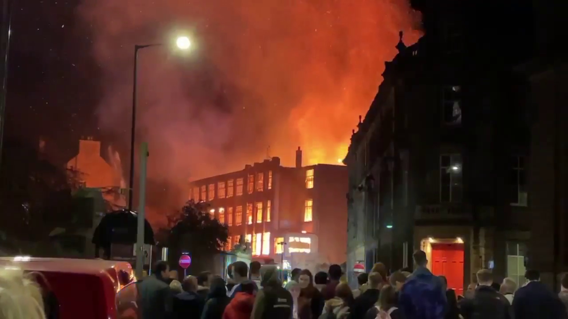 Crowds gathered to watch the fire at former Roberston's Furniture shop in Dundee