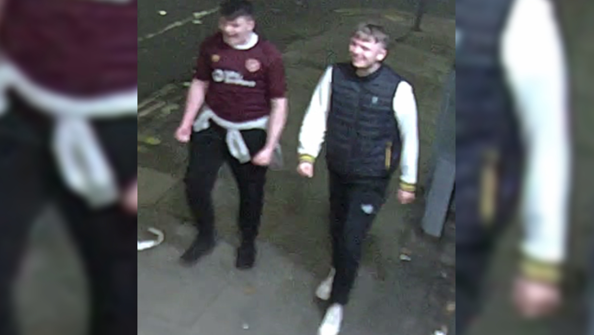 Police seek two men including one wearing Hearts top after assault in Edinburgh on Clerk Street