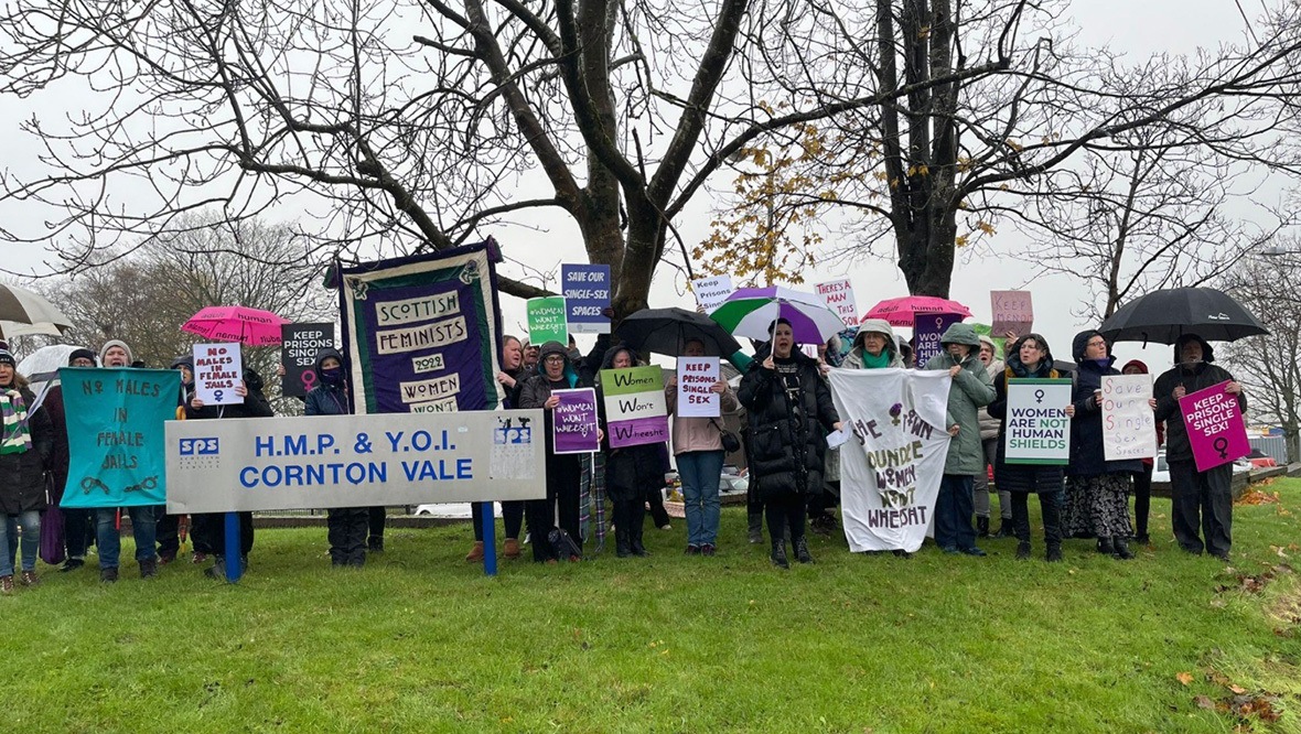 Protesters outside Cornton Vale prison in response to the decision to transfer Katie Dolatowski there.