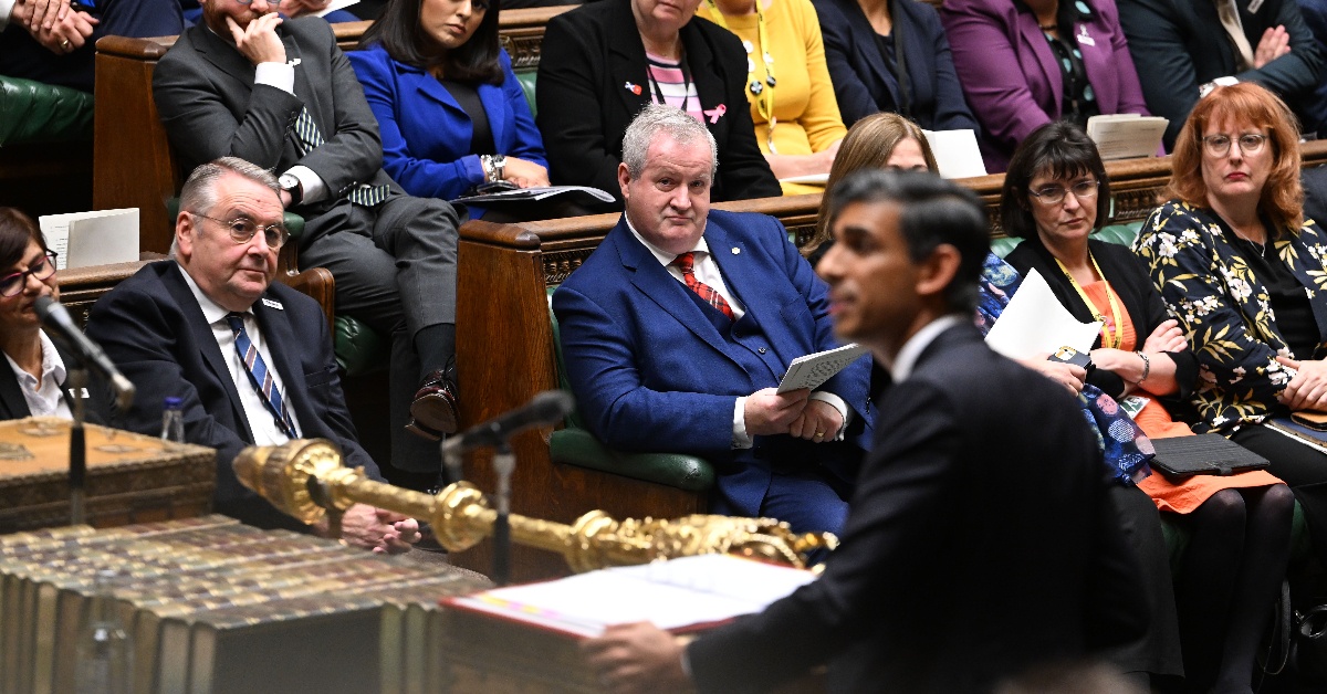 Ian Blackford faces Prime Minister Rishi Sunak in the House of Commons.