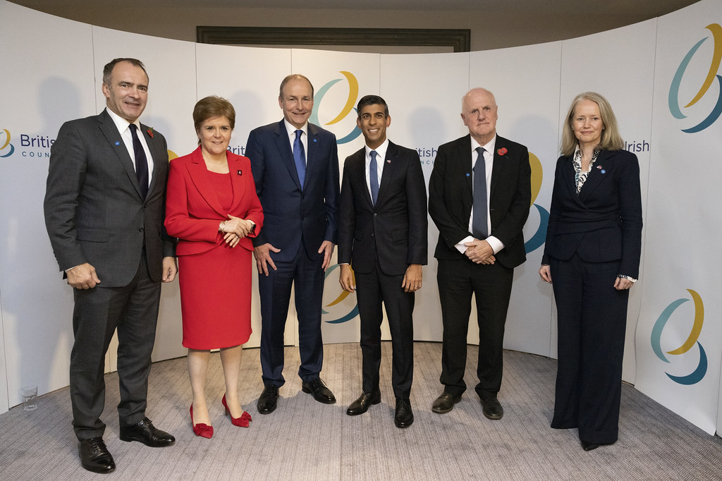 Left to right - Isle of Man chief minister Alfred Cannan, First Minister Nicola Sturgeon, Taoiseach Micheál Martin, Prime Minister Rishi Sunak, deputy chief minister to Guernsey Peter Ferbrache and Jersey’s chief minister Kristina Moore. 