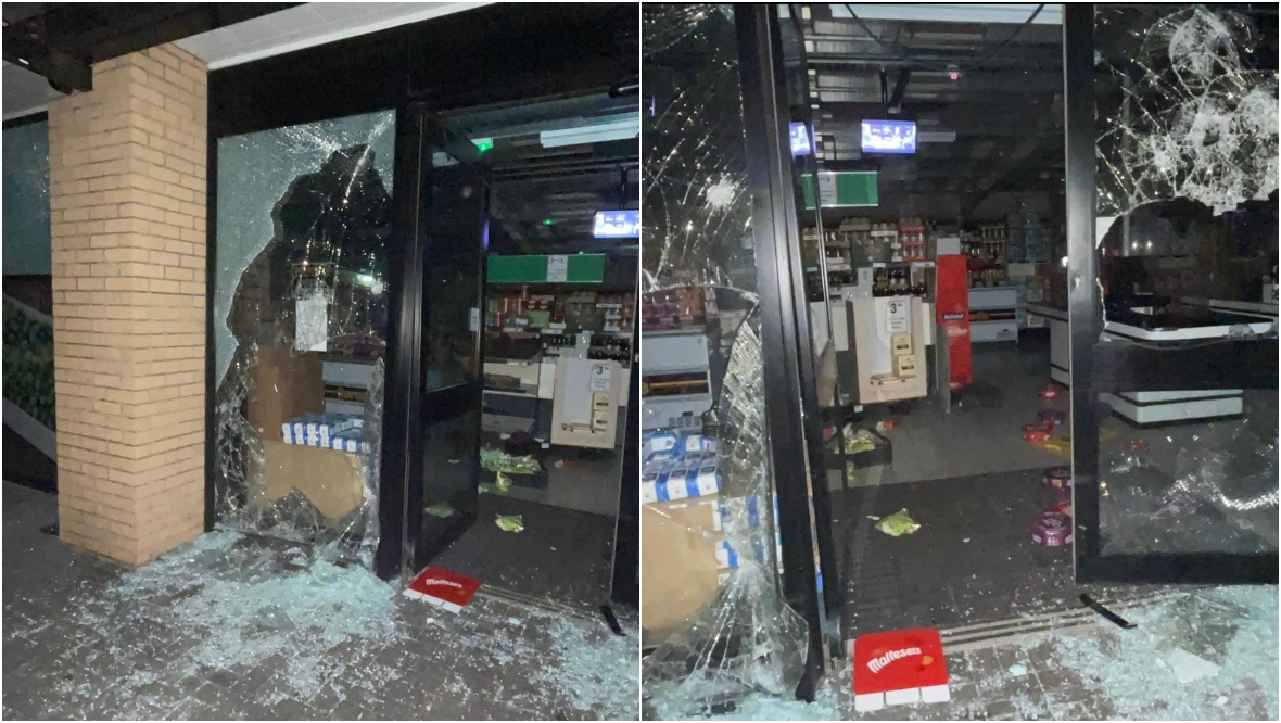 A Farmfoods store was broken into in Niddrie during unrest on Bonfire Night