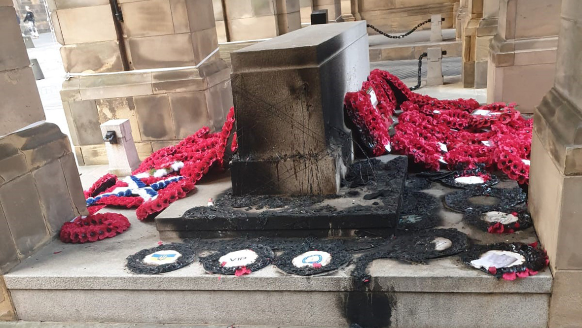 War memorial on Edinburgh’s Royal Mile set on fire hours after Remembrance Day service
