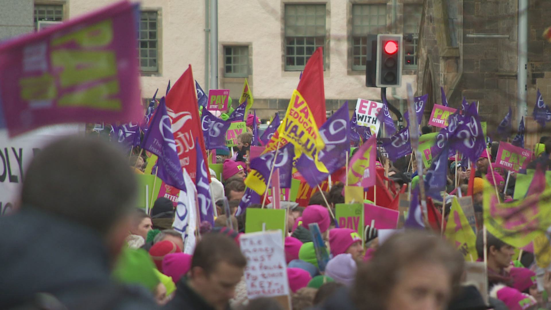 Teachers make their voices heard outside Holyrood.