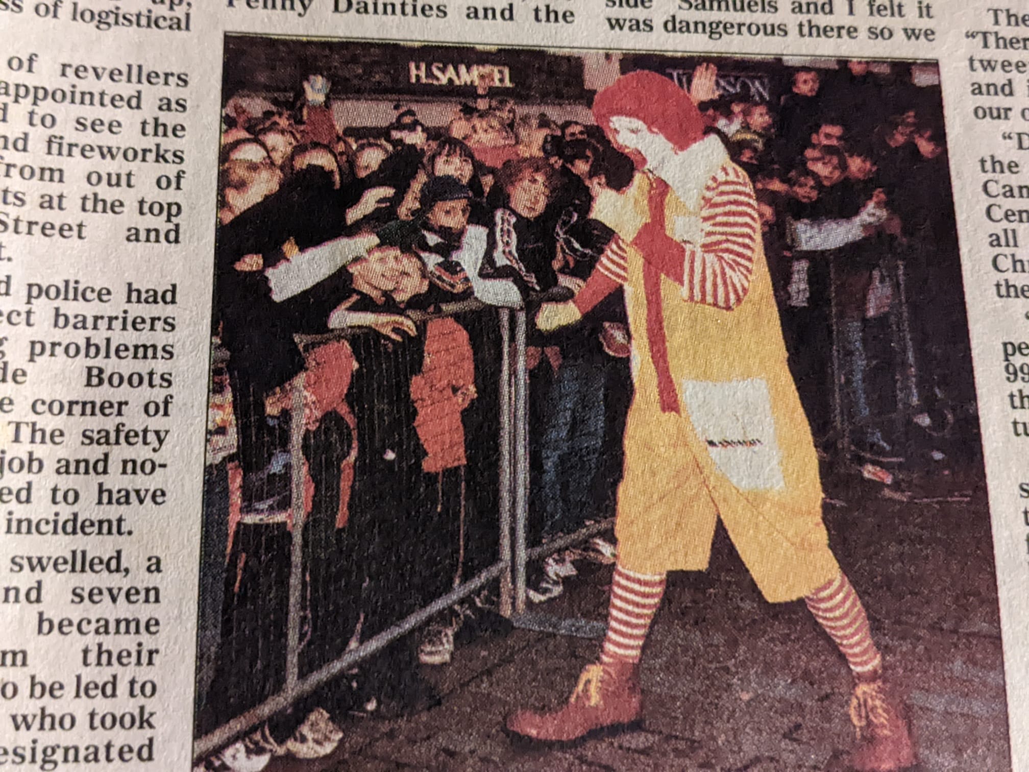 Ronald McDonald switched on the Christmas lights in 1998.