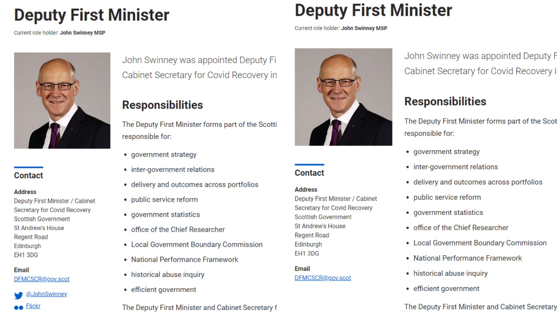 John Swinney's Scottish Government profile page.