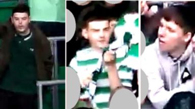 Images of three men released in connection with misconduct at Celtic v Motherwell football match
