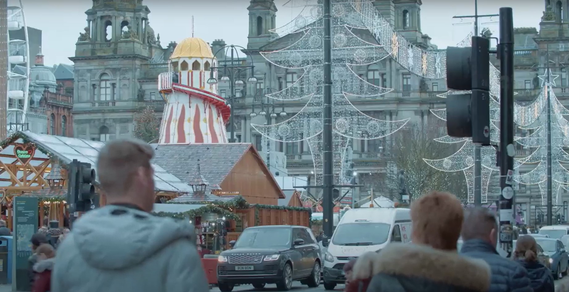 George Square in the daytime was passed off as London at Christmas. 