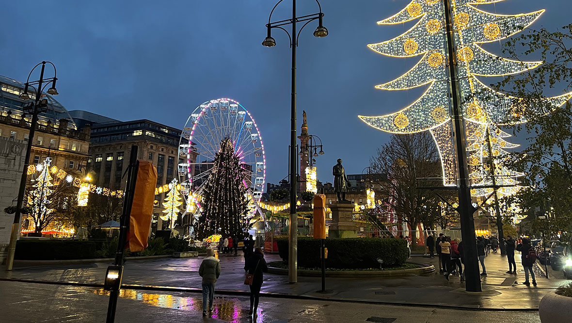 Christmas lights in George Square.