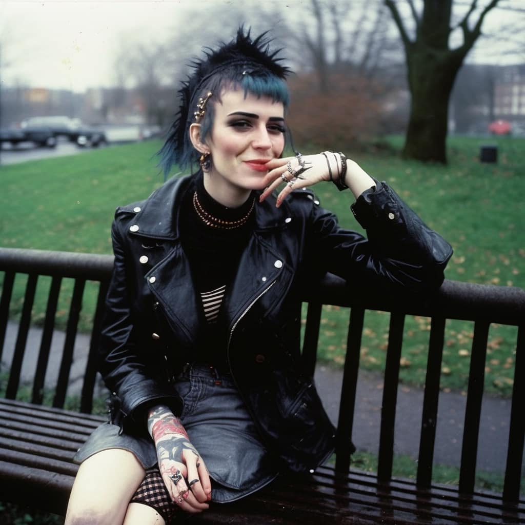 Punk sitting on bench (Siobhán Walker)