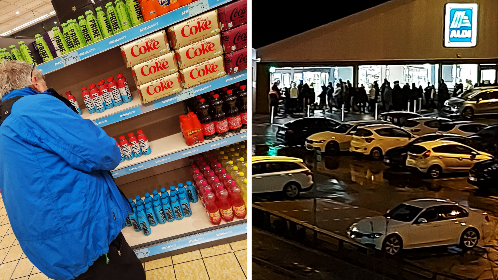 Huge queues have formed at Aldi stores across Scotland as people scrambled to grab bottles before they sold out.