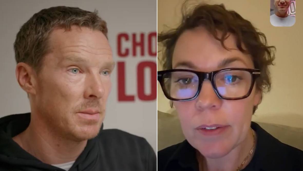 Marvel star Benedict Cumberbatch and Crown actor Olivia Colman join celebs for Choose Love Christmas advert