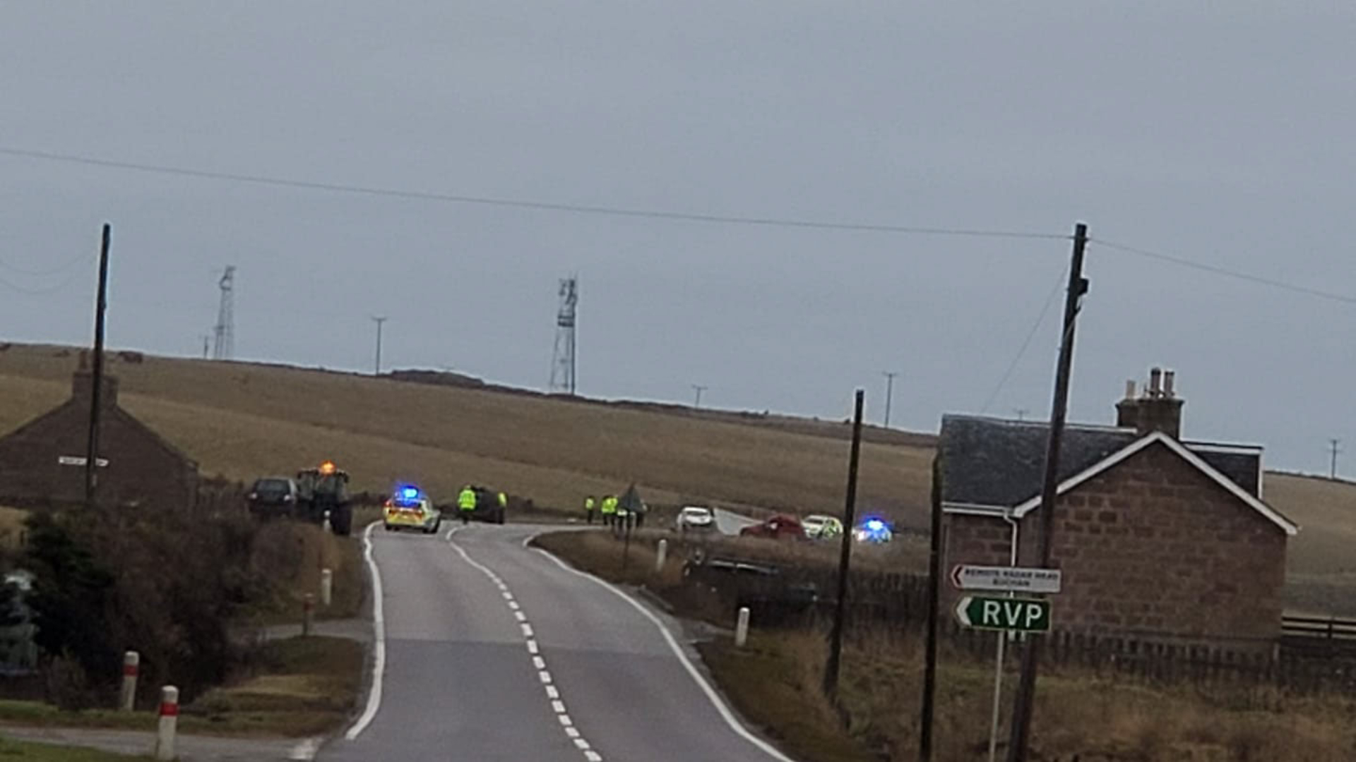 Major road A90 Longhaven closed in both directions after three car