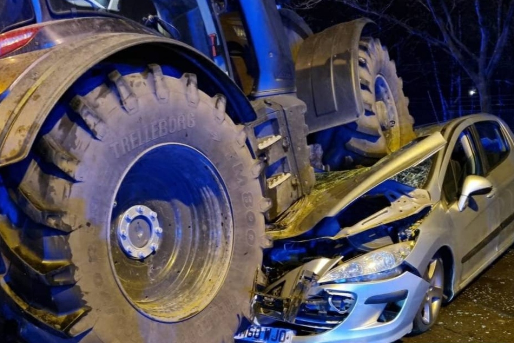 Three people taken to hospital after car crushed under tractor in Coatbridge