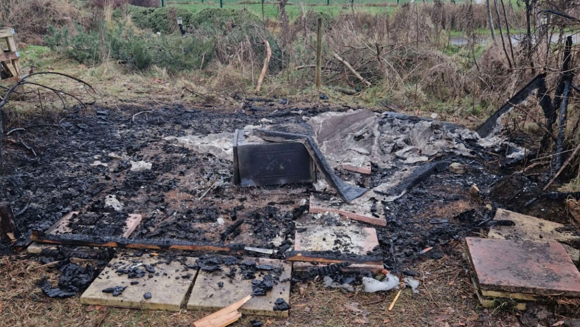 The grotto following the second attack. 