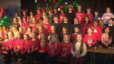 Young carollers from Williamsburgh Primary School spread Christmas cheer to Paisley community