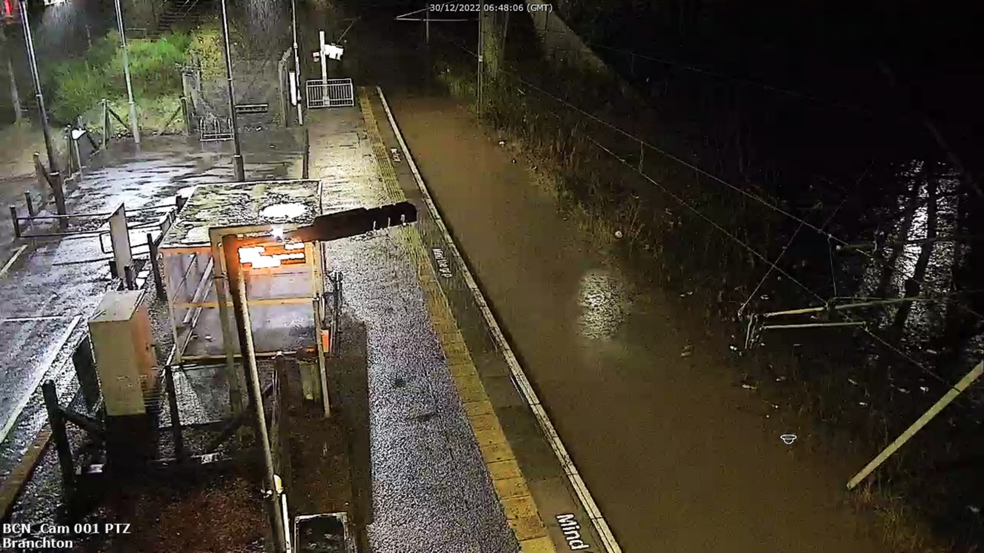 The Wemyss Bay line is flooded at Branchton.