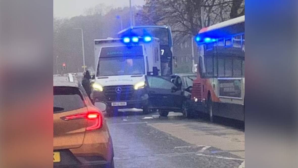 Child among three taken to hospital after crash between bus and car in Kirkcaldy