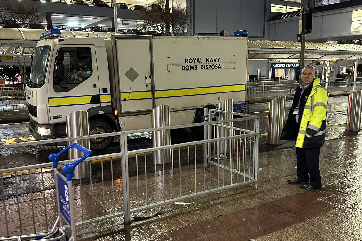 A Royal Navy Bomb Disposal unit was also pictured at the scene. 