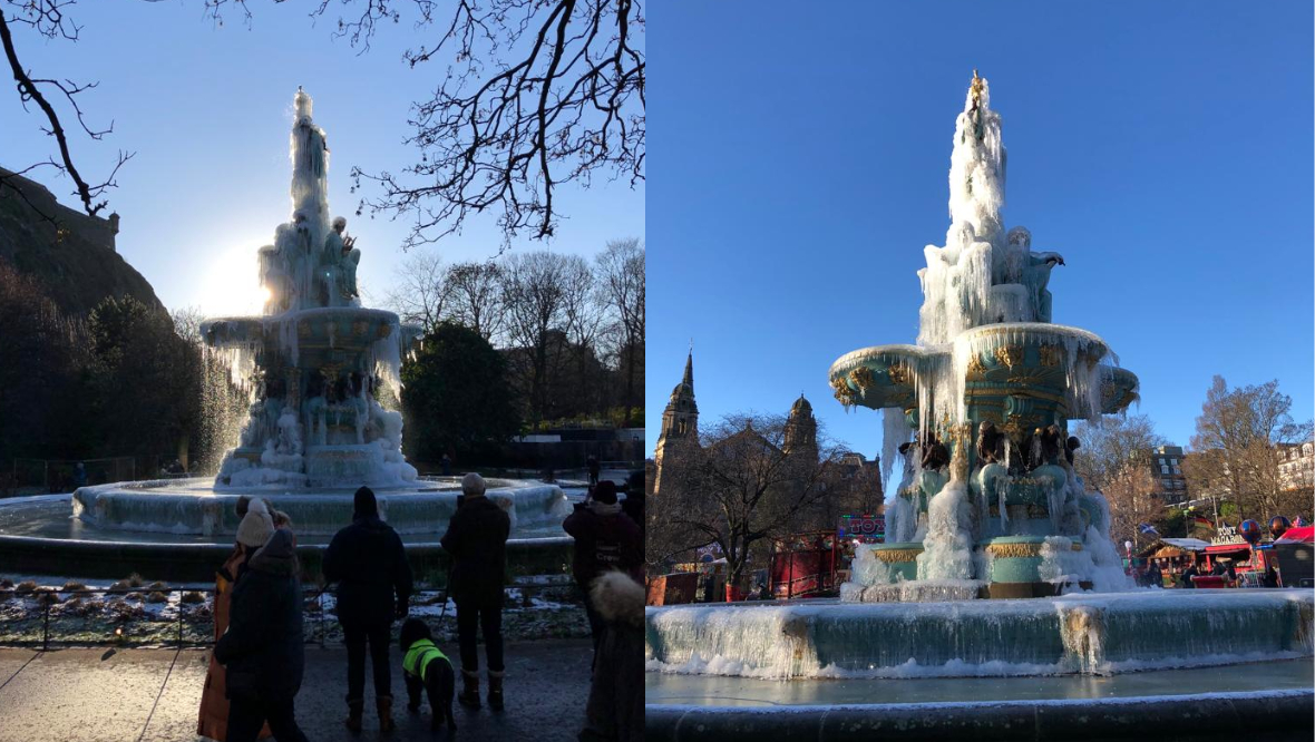 People from across the capital flocked to take images of the icy sculpture amid plummeting temperatures. 