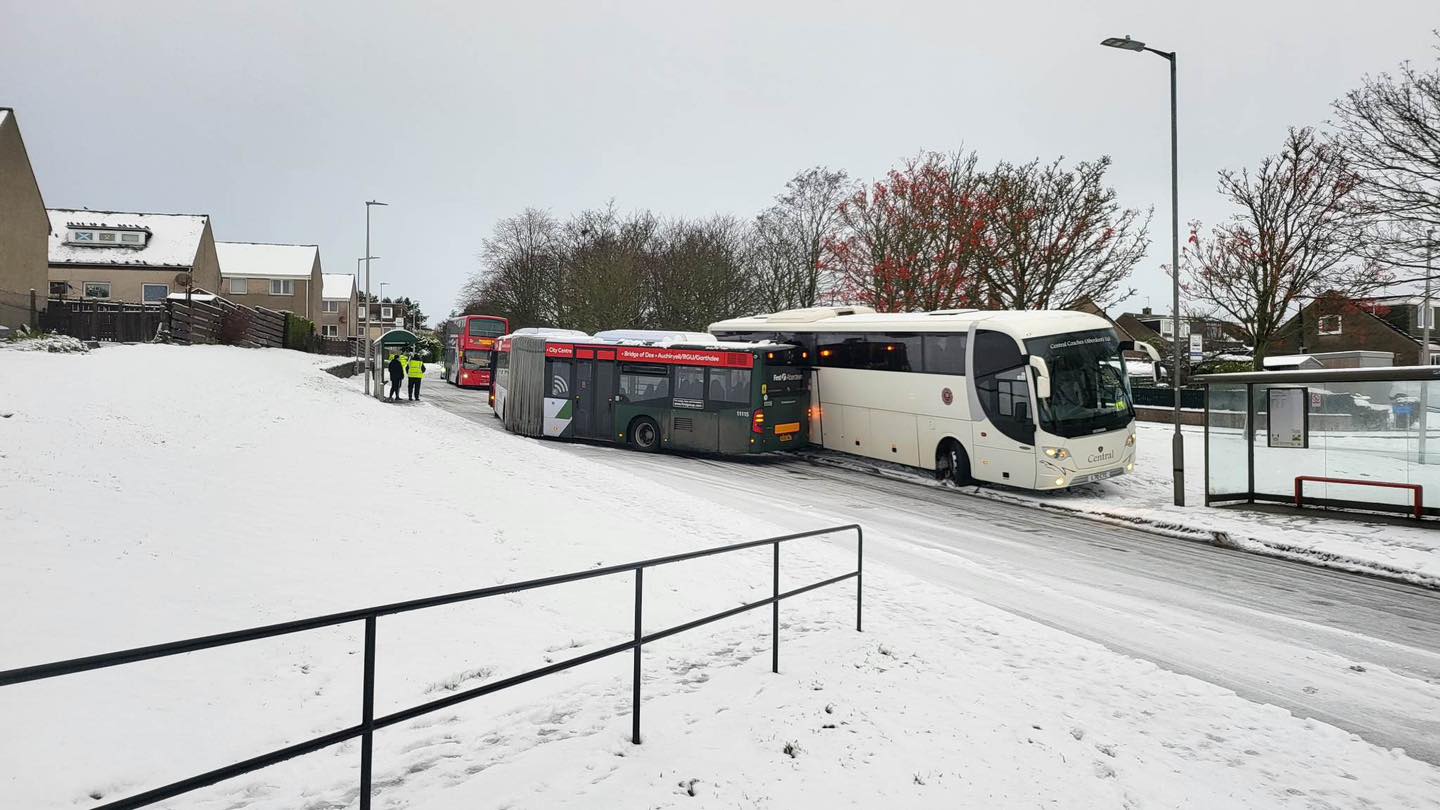 Buses in trouble on Aberdeen's Scotstoun Road. 