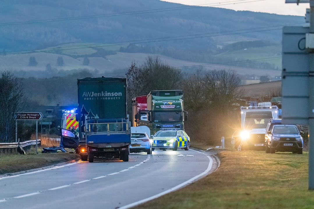 Air ambulance deployed after lorry and three cars crash on major Aberdeenshire road