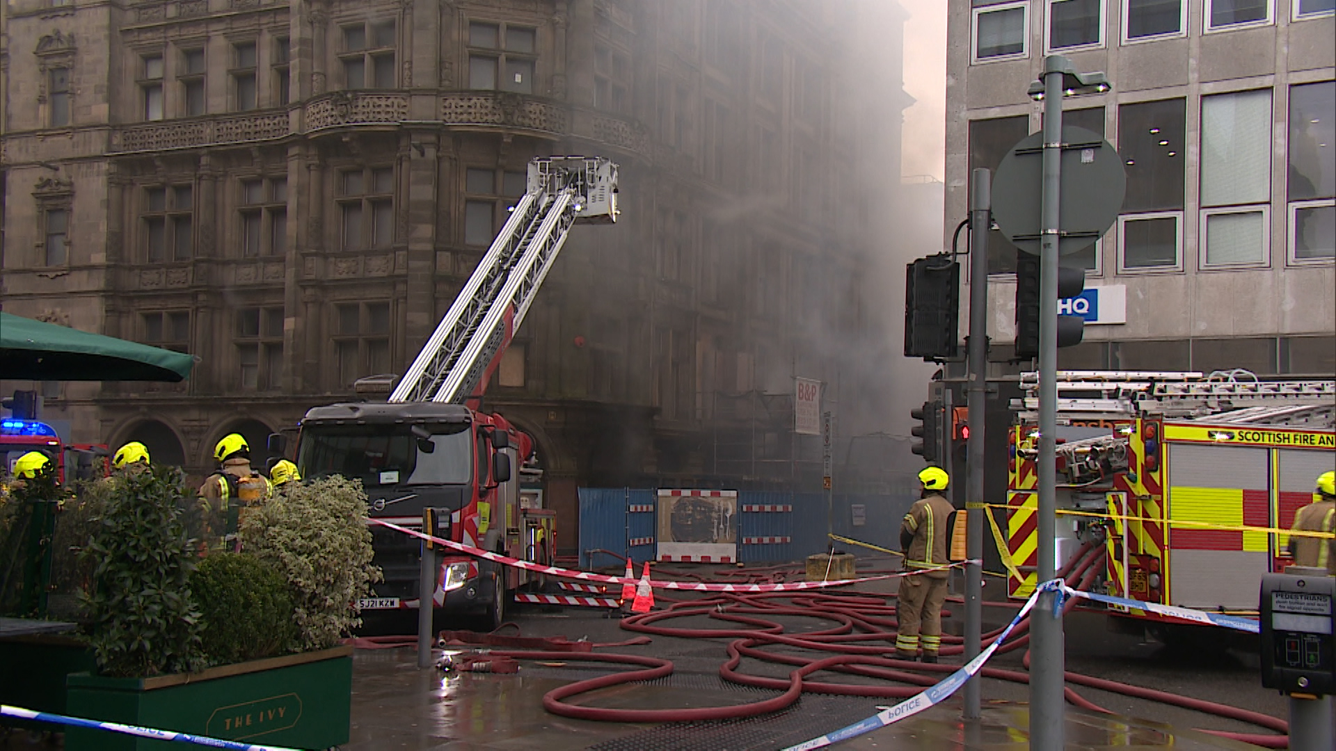 Smoke was seen billowing from the building across St Andrew Square.