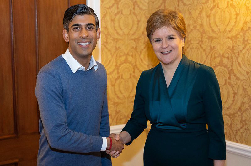 Discussion:  Rishi Sunak met Nicola Sturgeon during his visit to Scotland. 