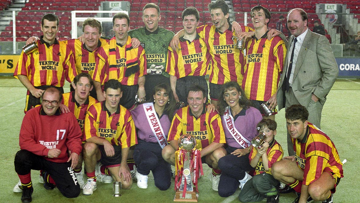 Partick Thistle celebrate winning the last Tennent's Sixes.