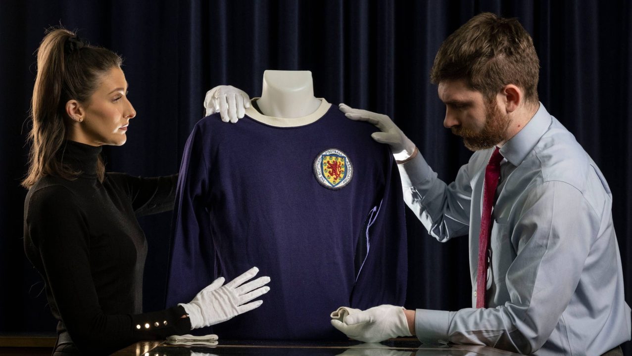 Scotland shirt worn by Jim Baxter in 1967 Wembley victory over England to be sold at auction