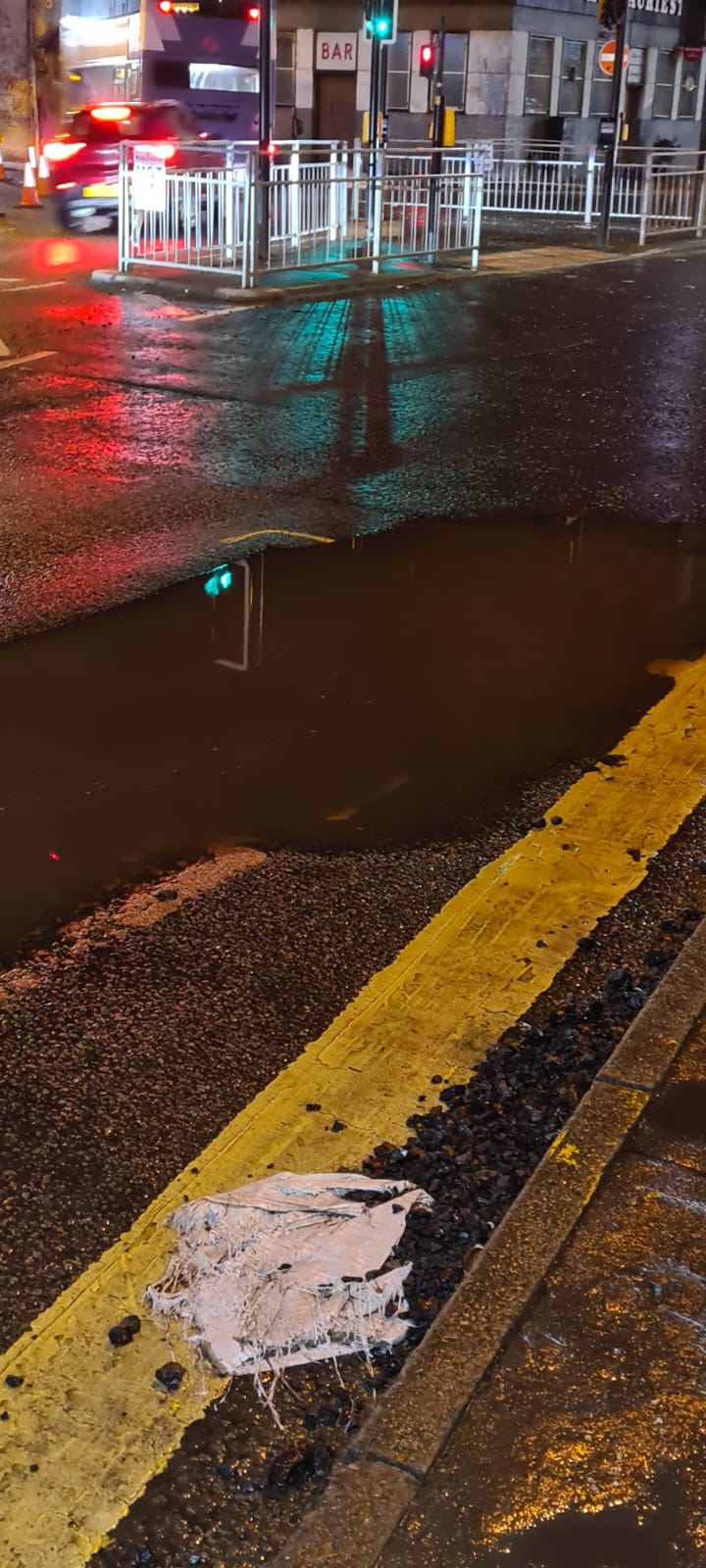 The pothole on Glasgow's Bridge Street.