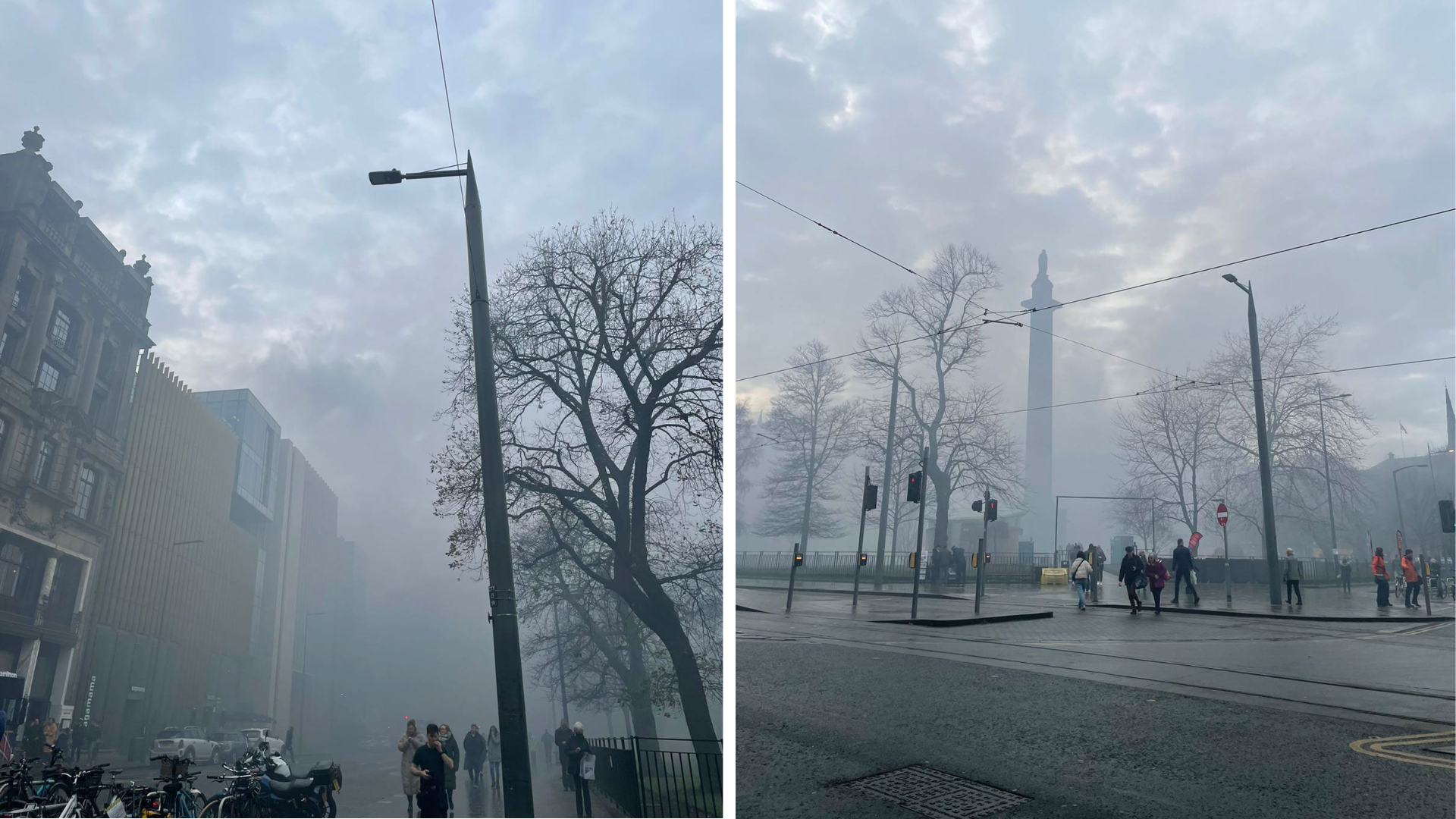 Dark smoke was seen billowing from the building and sweeping across St Andrew Square