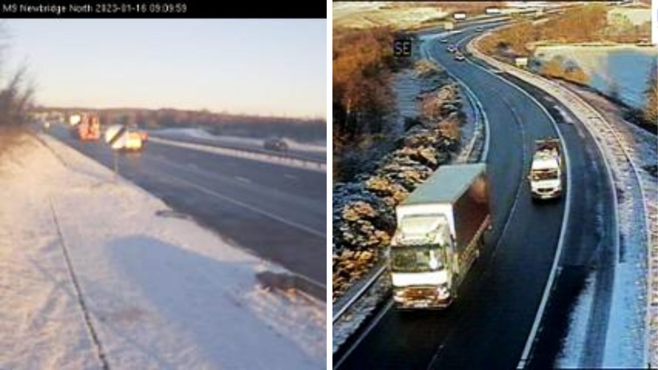M9 motorway blocked by three-vehicle crash amid freezing weather